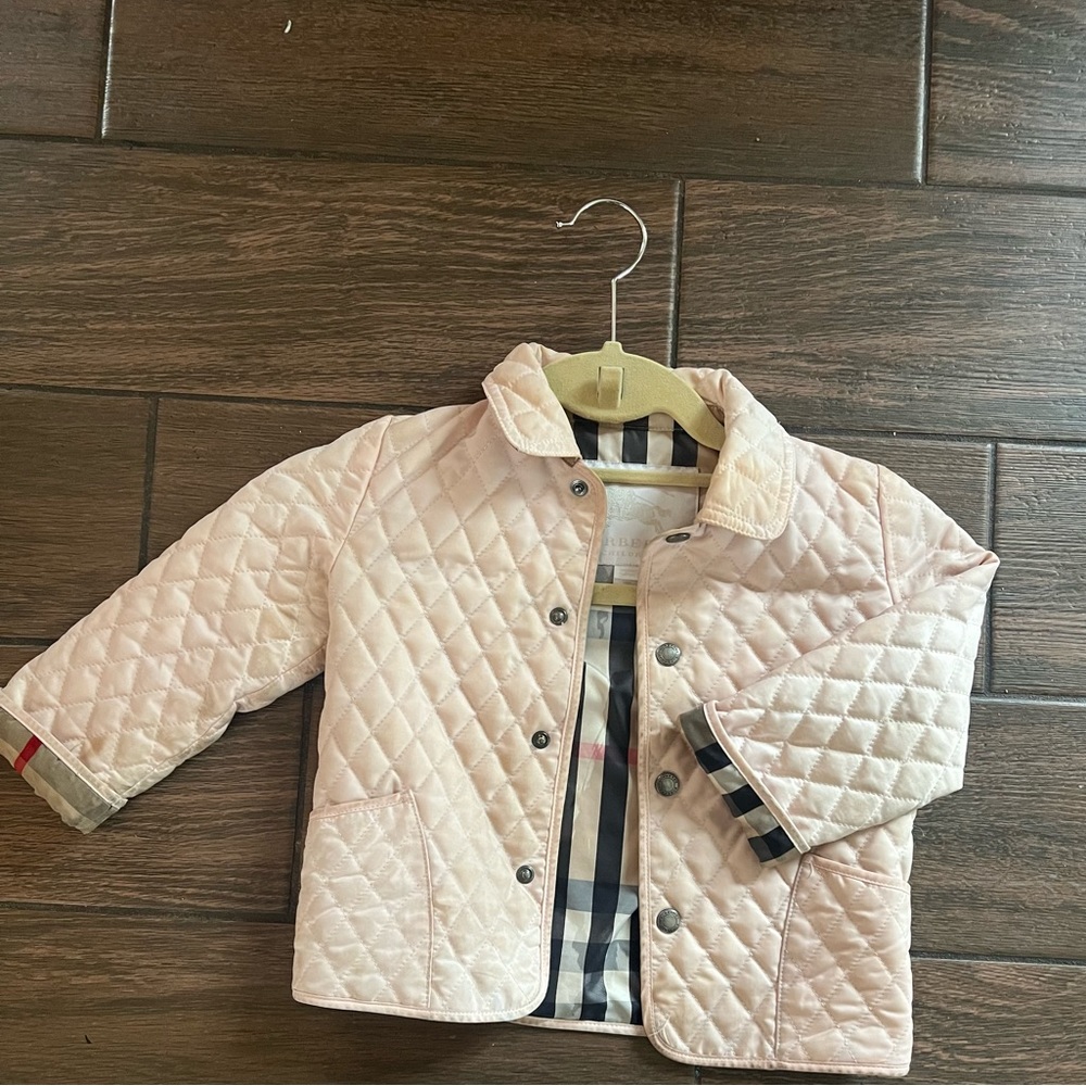 Girls Light Pink Burberry Quilted Jacket Size 18months